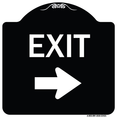 Signmission Parking Lot Exit Right Arrow Heavy-Gauge Aluminum Architectural Sign, 18" L, 18" H, BW-1818-23421 A-DES-BW-1818-23421